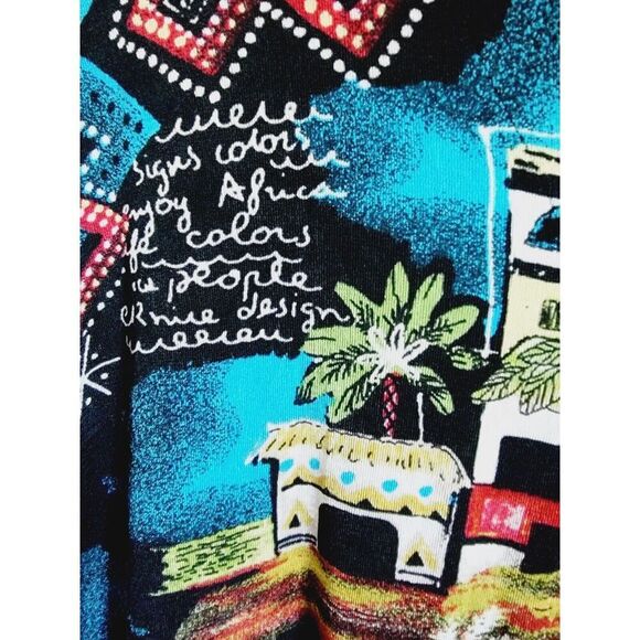 Chico's Travelers 1 Slinky Black & Multi Tropical Village Print‎ Jacket Medium - Picture 5 of 7